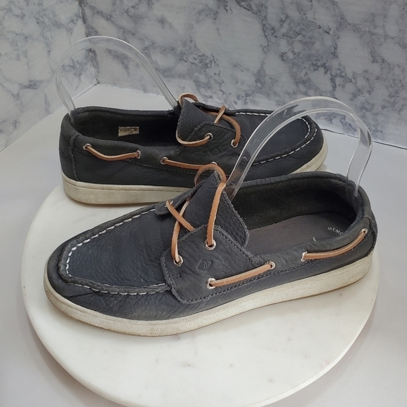 Sperry Top Sider Boat Shoes Boys 5 Cup II Gray Leather Lace Up Outdoor Beach - Picture 1 of 6
